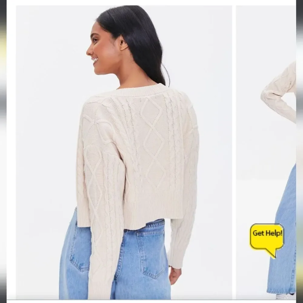 Forever 21 Beige Cable Knit Tube Top And Sweater Set M - Picture 9 of 10